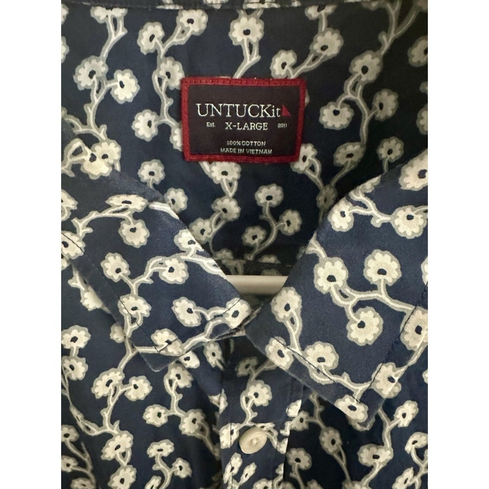 Untuckit Floral Button Up Down Shirt men's XL Navy Blue